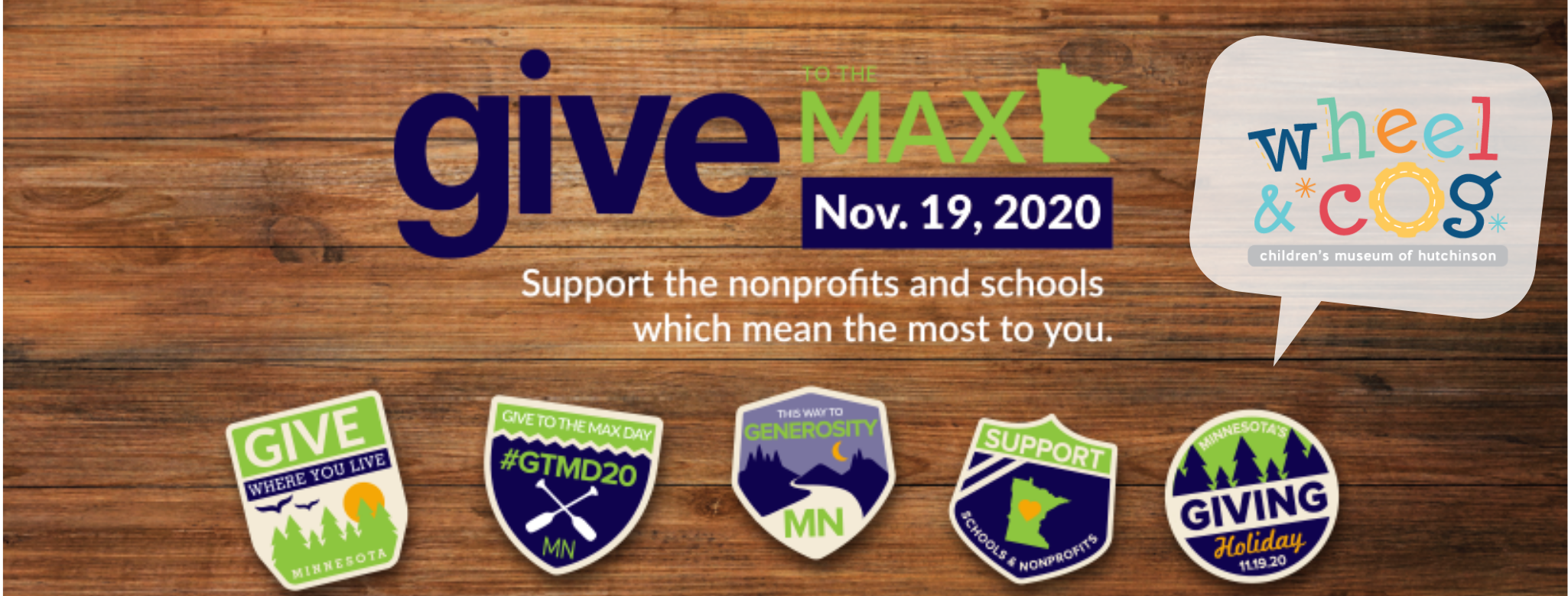 Nov. 19th is Give to the Max Day! Wheel and Cog